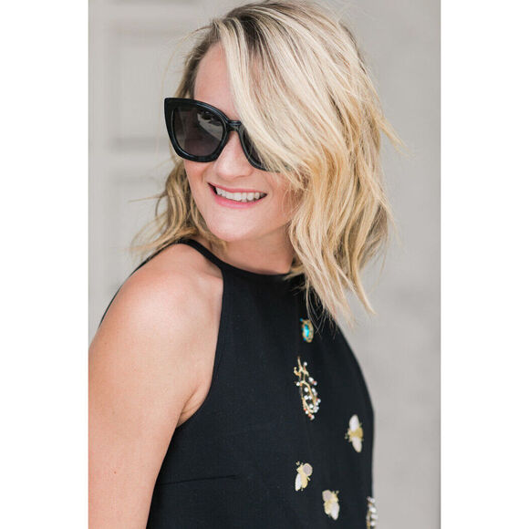 NWT Victoria Beckham M halter DRESS Black embellished gold bug bees appliques - Picture 3 of 8